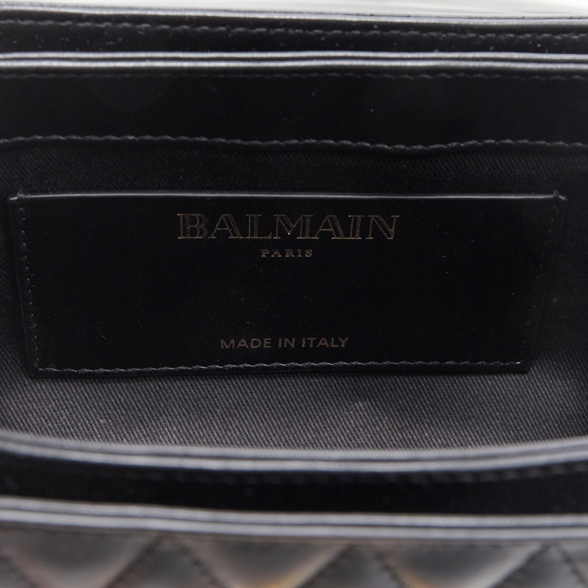 new BALMAIN Renaissance black diamond quilted gold buckle shoulder satchel bag 3