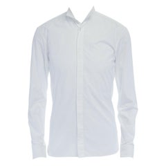 new BALMAIN ROUSTEING white textured wing collar cotton tuxedo shirt EU38 US15 S