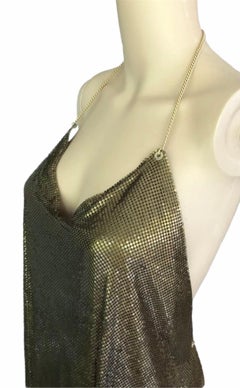 New Balmain Runway S/S 2017 Gold Chainmail Halter Open Back Top