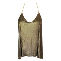 Neu Balmain Runway S/S 2017 Gold Kettenhemd Halter Oberteil mit offenem Rücken