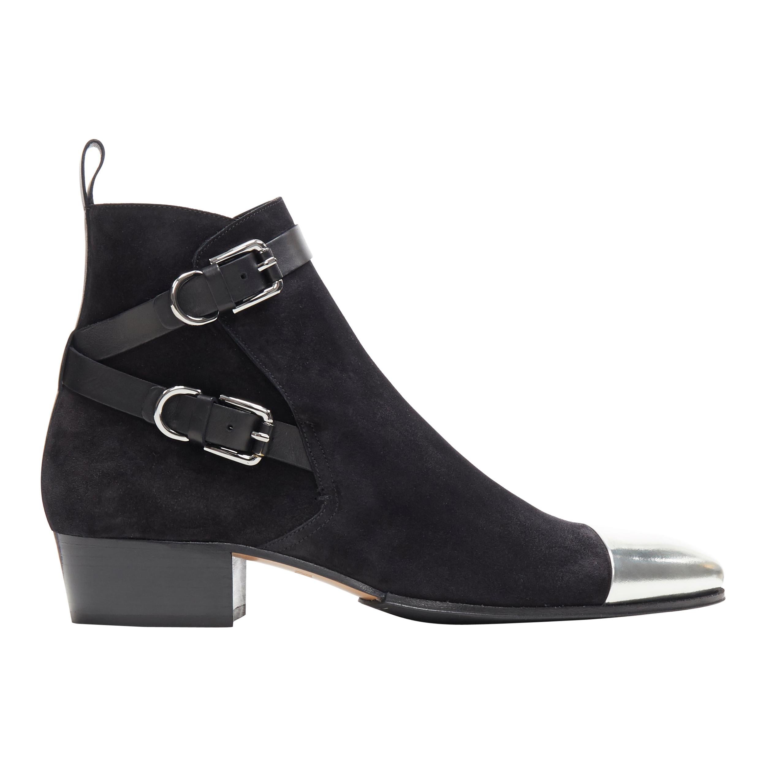 black booties with silver toe