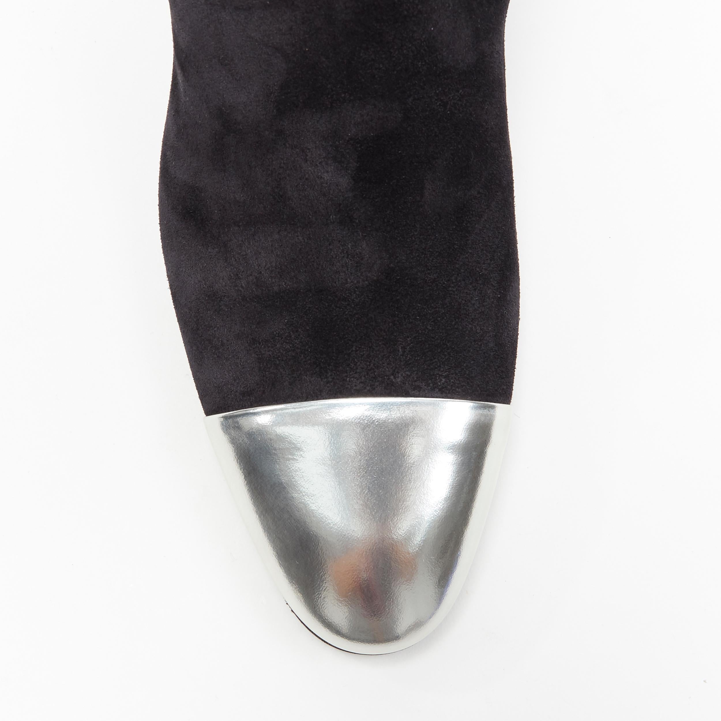 new BALMAIN signature black suede silver toe cap buckle anthos ankle boots EU44 2