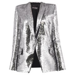 New BALMAIN SILVER SEQUINS JACKET 36 - 4; 38 - 6; 40 - 8