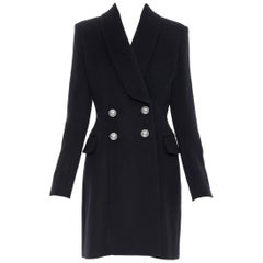 nuovo Balmain in lana vergine e cashmere nero doppiopetto militare FR38 M.