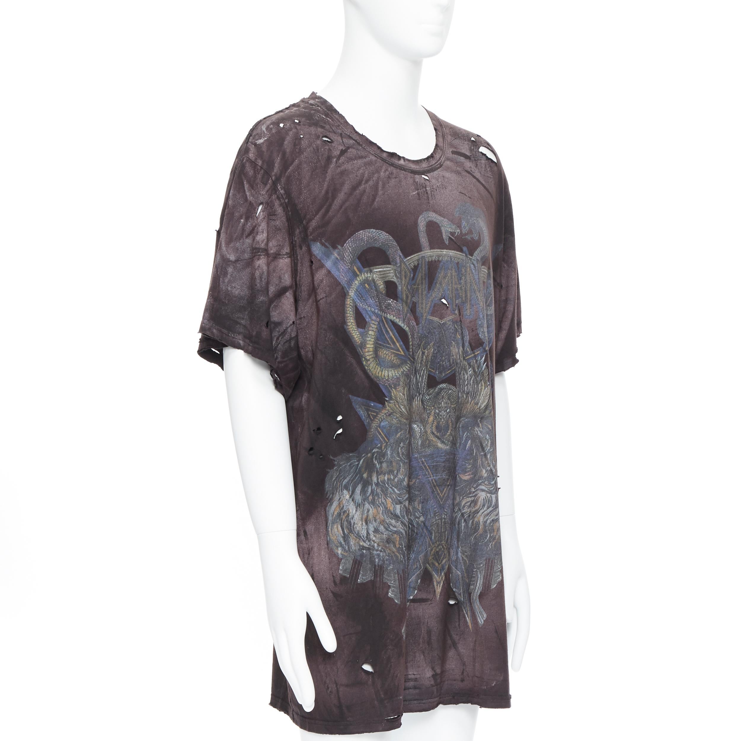 neues BALMAIN gewaschenes schwarzes löchriges gewaschenes Vintage Bandlogo übergroßes T-Shirt L im Zustand „Neu“ in Hong Kong, NT