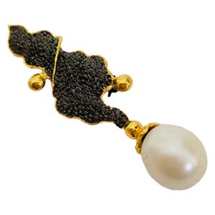 New Baroque White Freshwater Pearl 925 Sterling Silver Pendant Brooch