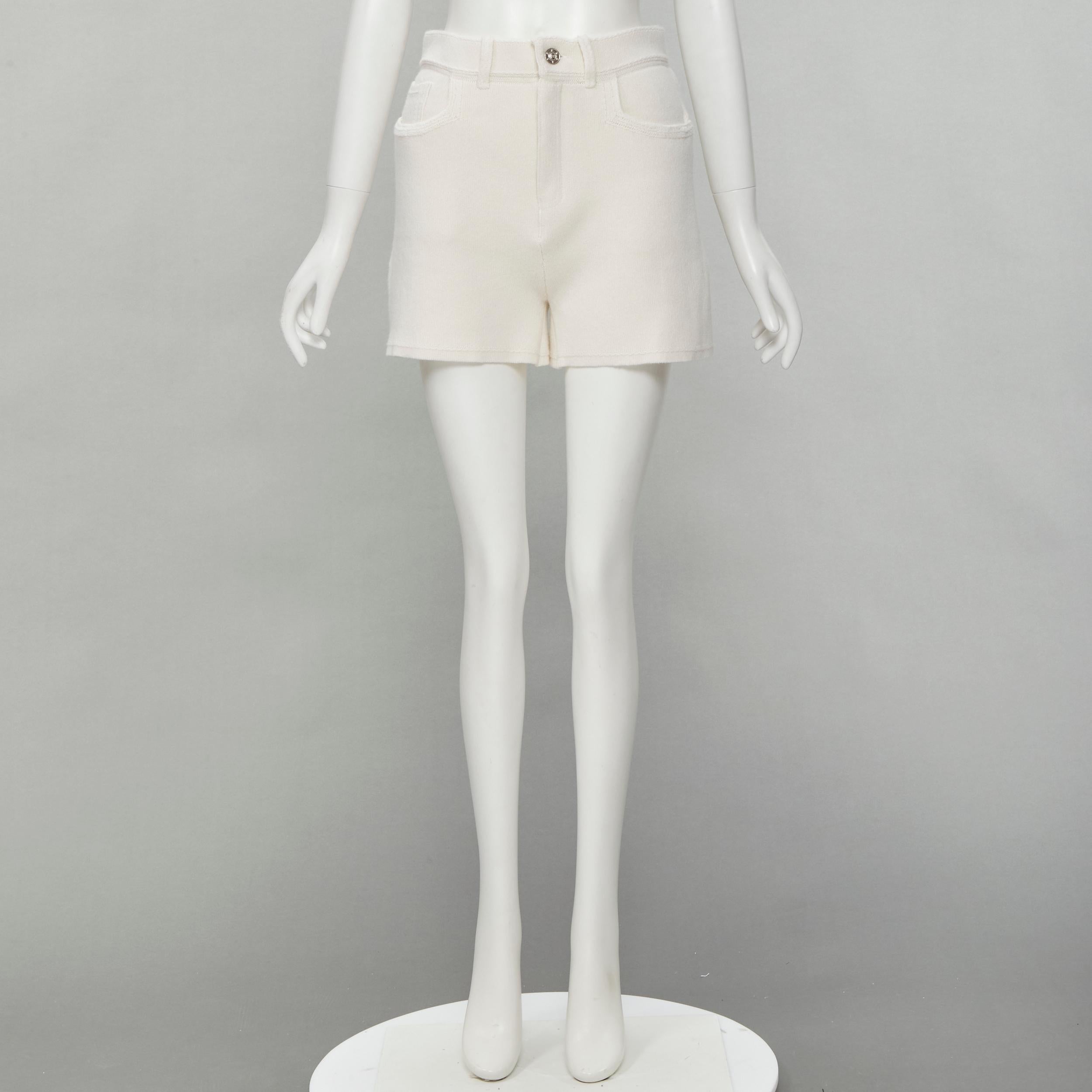 new BARRIE Denim Suit cashmere cotton knit ivory shorts M For Sale 6