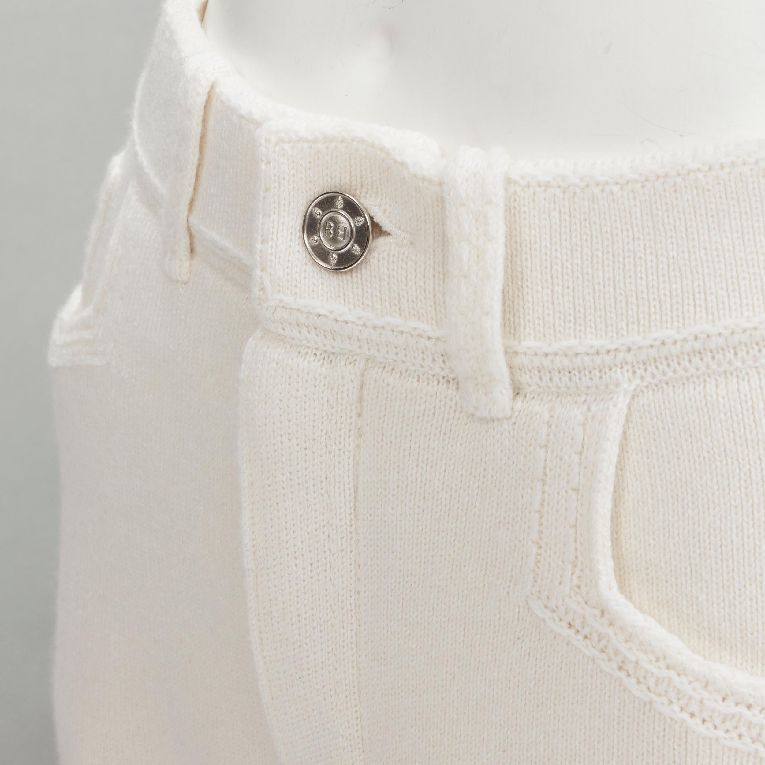 Gris nouveau BARRIE Denim Suit cashmere cotton knit ivory short M en vente