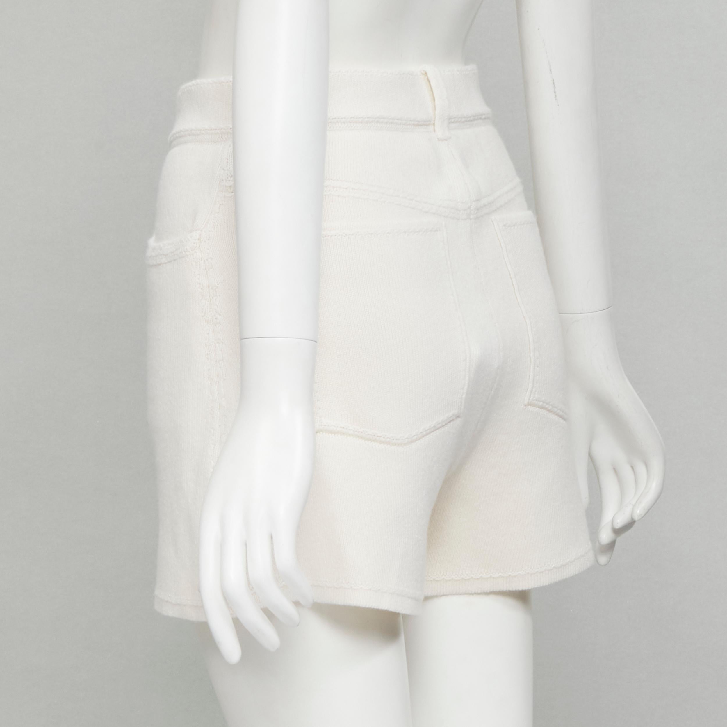 new BARRIE Denim Suit cashmere cotton knit ivory shorts M For Sale 1