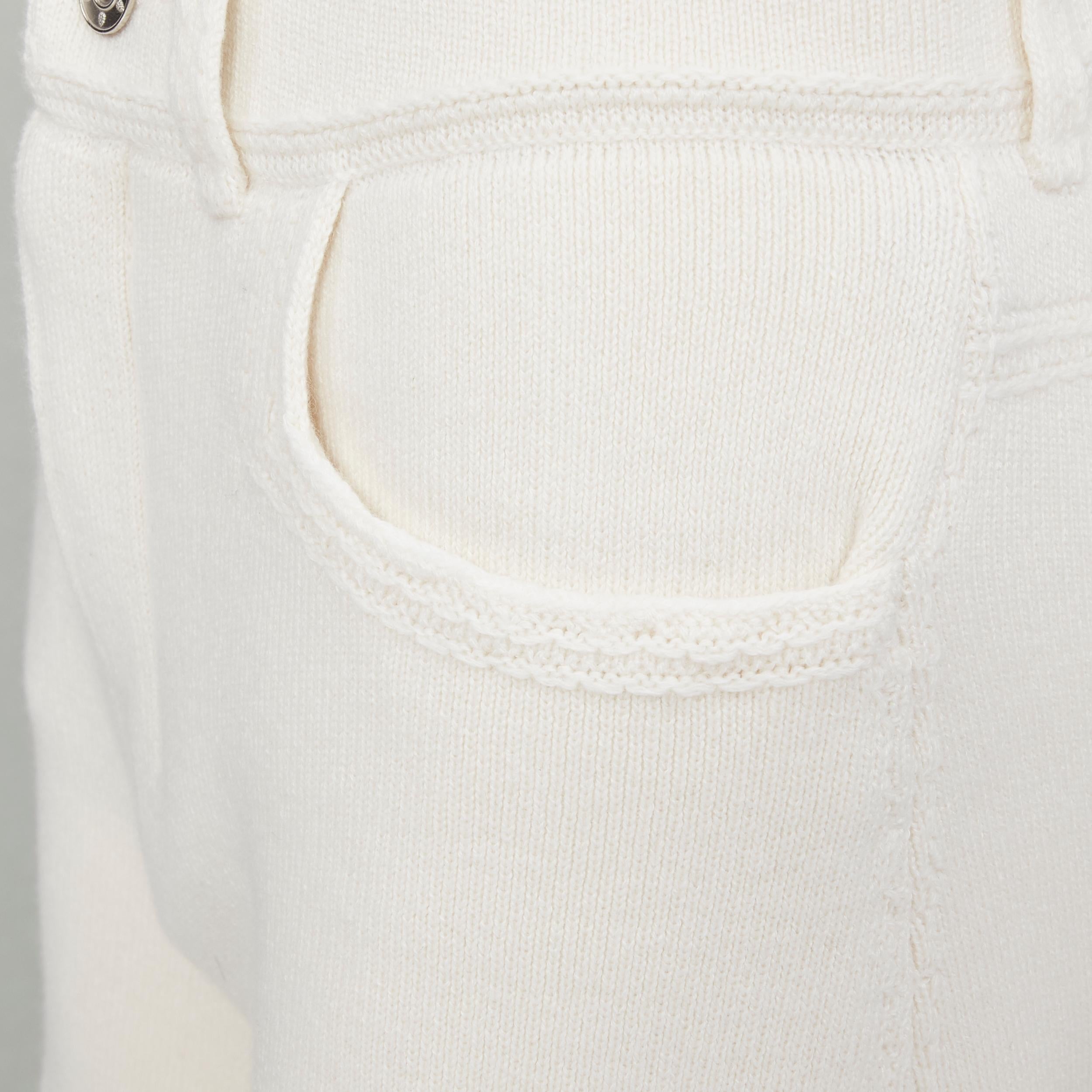 new BARRIE Denim Suit cashmere cotton knit ivory shorts M For Sale 2