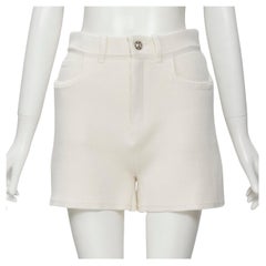 new BARRIE Denim Suit cashmere cotton knit ivory shorts M