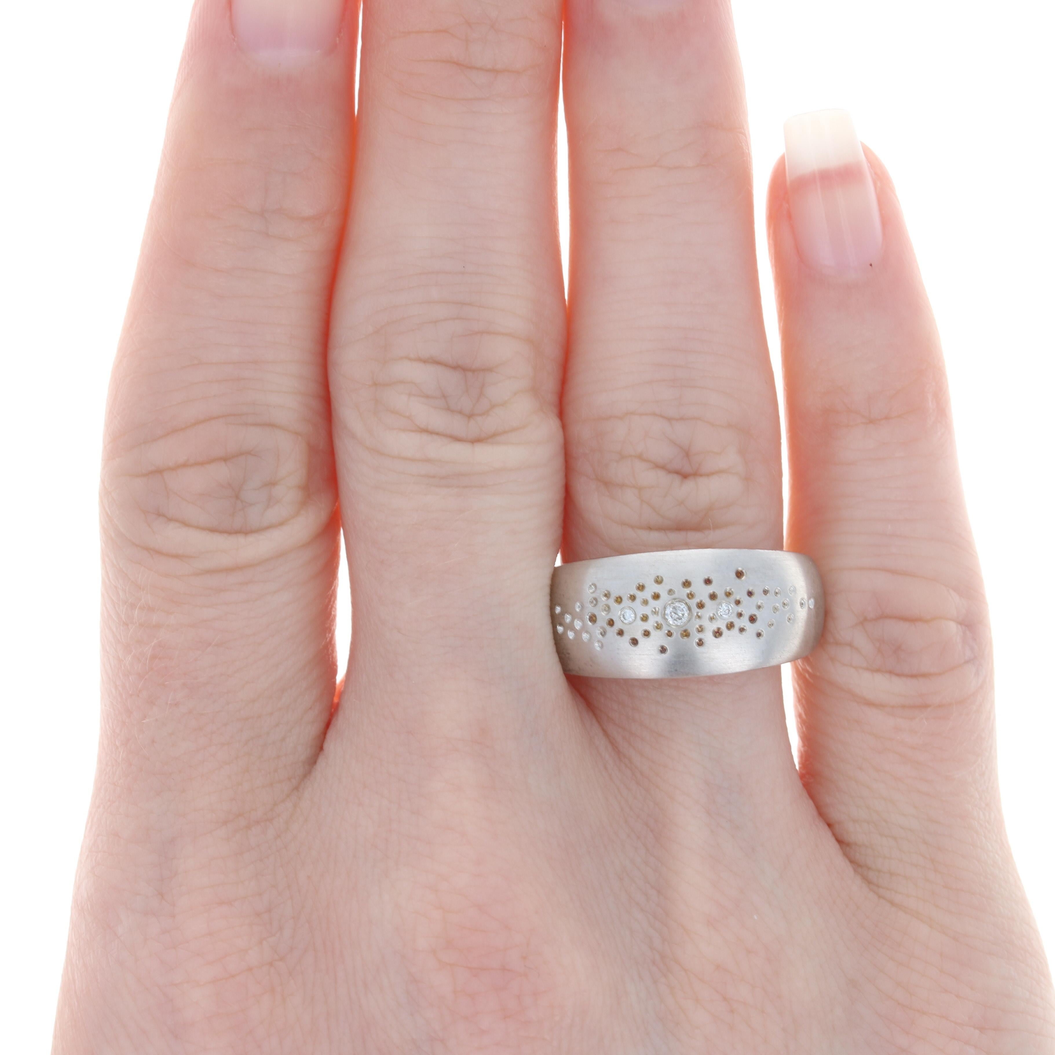 For Sale:  New Bastian Inverun Diamond Dust Ring, Satin Brushed Sterling Silver 7.75 Band 3