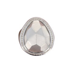 Nuovo anello di dichiarazione sfaccettato Bastian Inverun Topazio bianco aureolato A. Silver