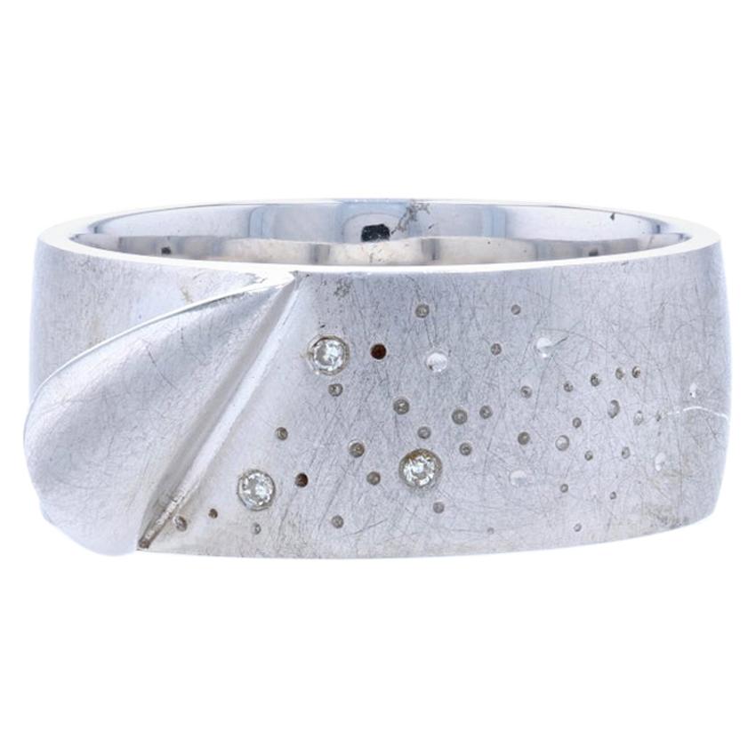 For Sale:  New Bastian Inverun Folded Band Ring, Sterling Silver Diamonds