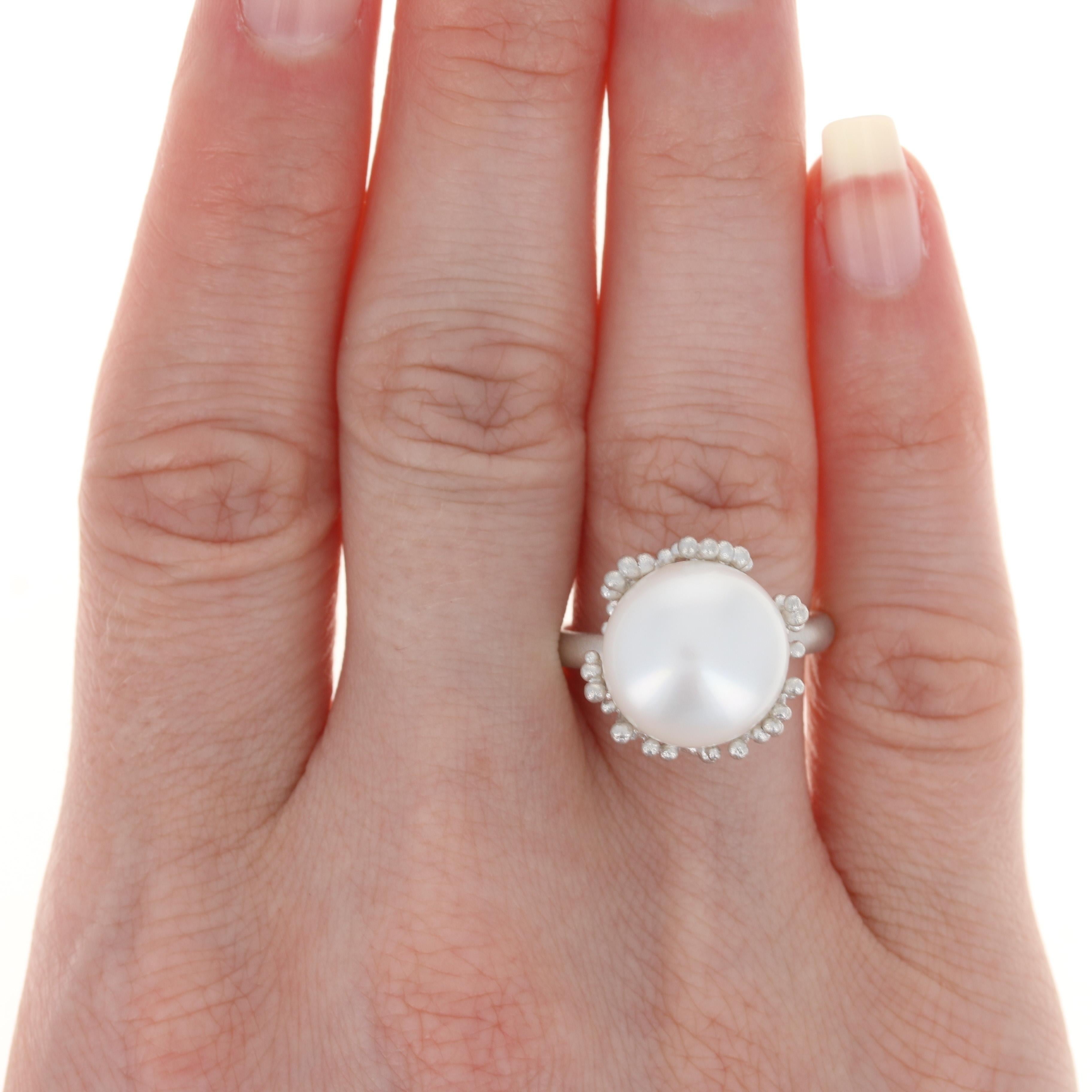 For Sale:  New Bastian Inverun Freshwater Pearl Ring Brushed Sterling Silver 7.5 Statement 2