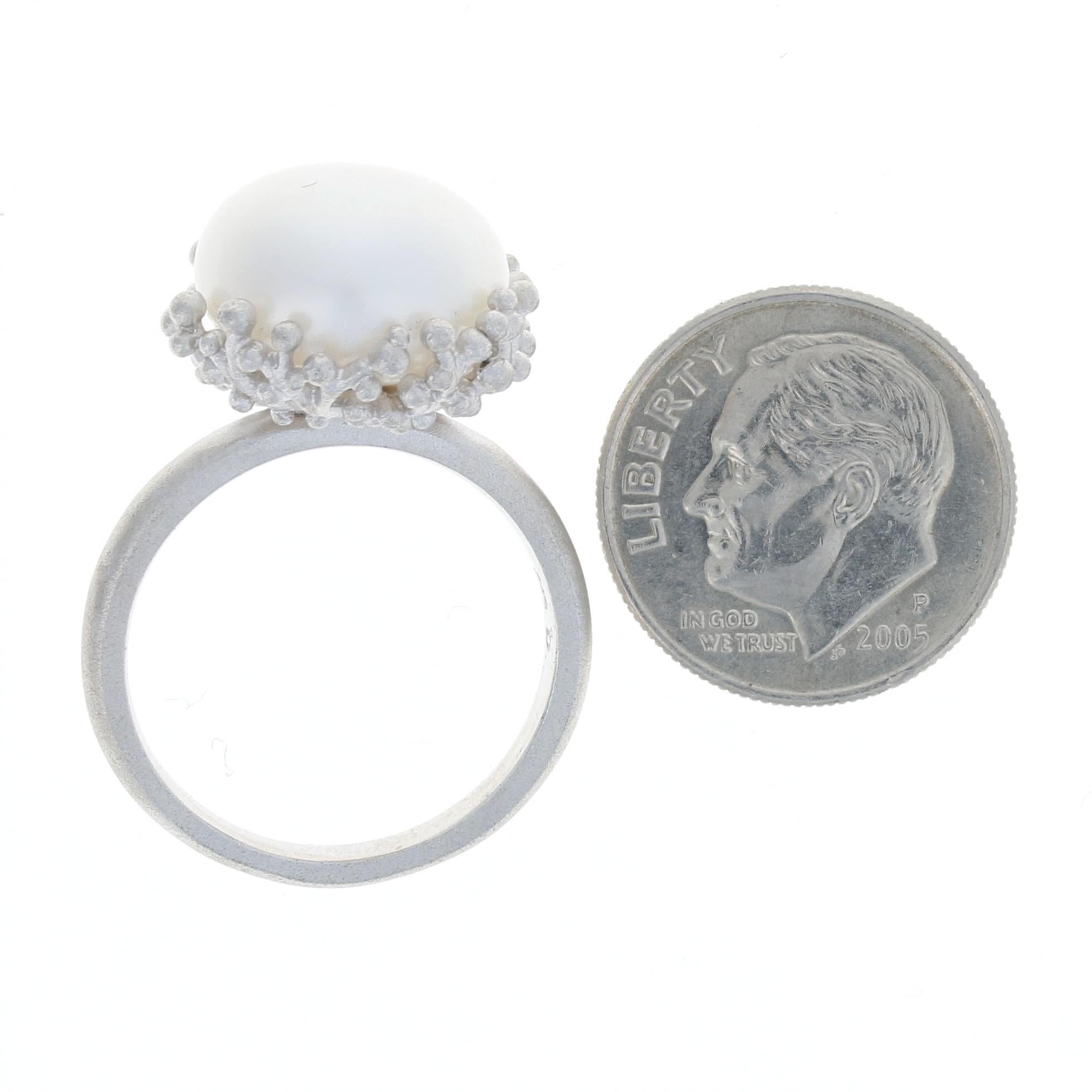 For Sale:  New Bastian Inverun Freshwater Pearl Ring Brushed Sterling Silver 7.5 Statement 5