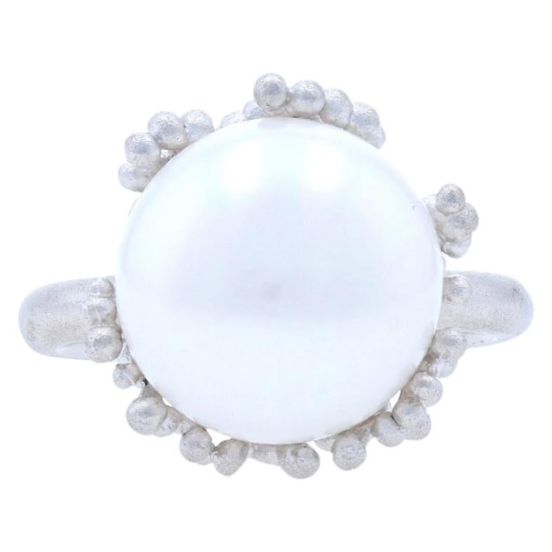 New Bastian Inverun Freshwater Pearl Ring Brushed Sterling Silver 7.5 Statement