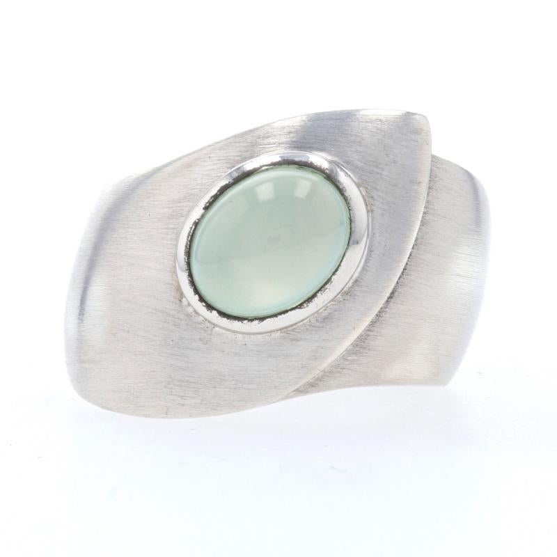 New Bastian Inverun Moonstone Statement Ring Brushed Sterling Silver 6.75 Green In New Condition In Greensboro, NC