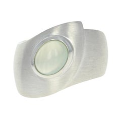 New Bastian Inverun Moonstone Statement Ring Brushed Sterling Silver 6.75 Green