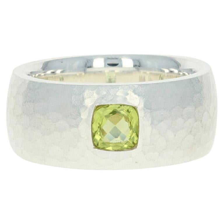 For Sale:  New Bastian Inverun Peridot Ring Hammered Sterling Silver Statement
