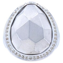 Bastian Inverun Weißer Topas Halo Facettierter Statement-Ring aus Sterlingsilber 7,5, Bastian Inverun