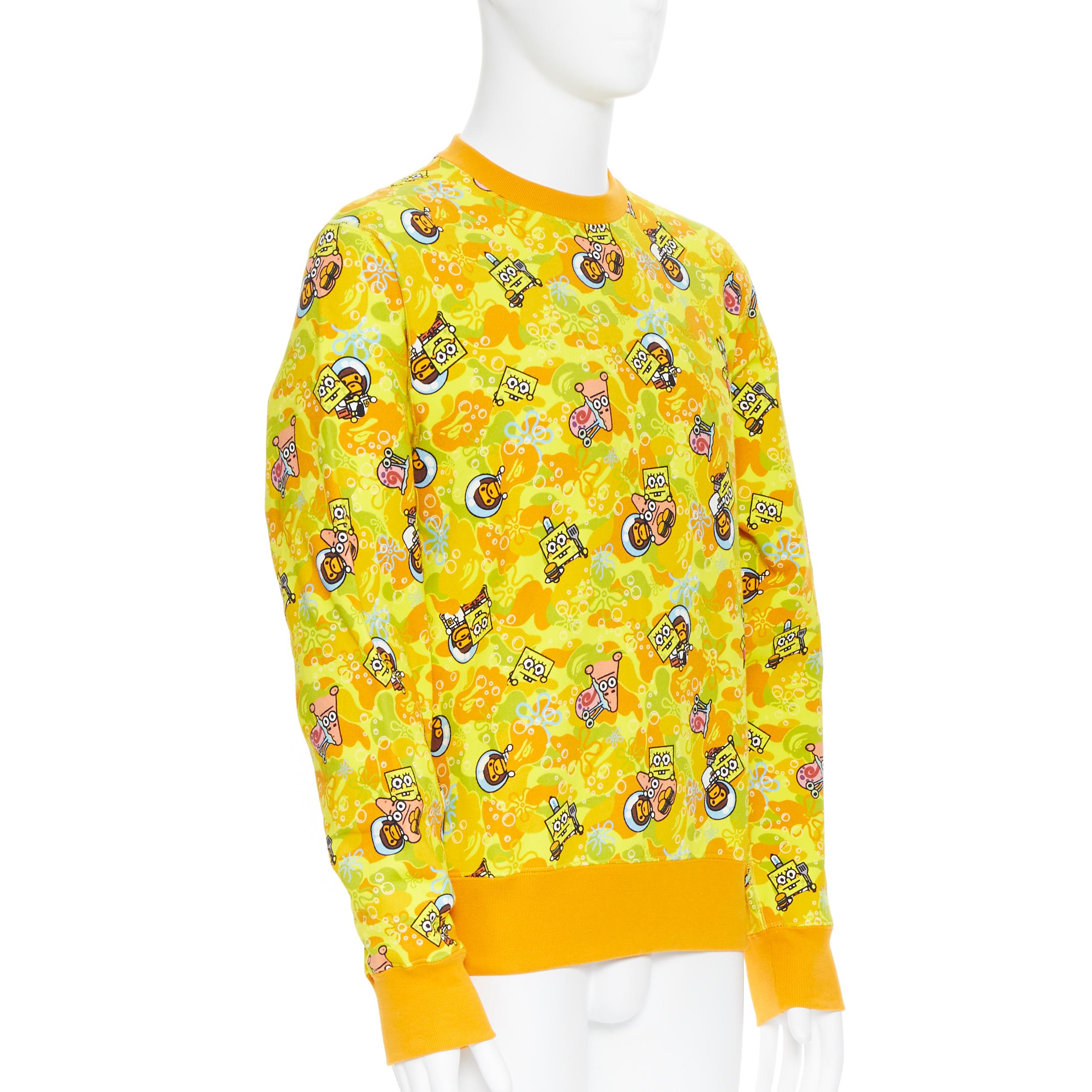 new BATHING APE BAPE SPONGEBOB SQUAREPANTS yellow camo print pullover  sweater L at 1stDibs | spongebob bape hoodie, spongebob bape, yellow camo  bape
