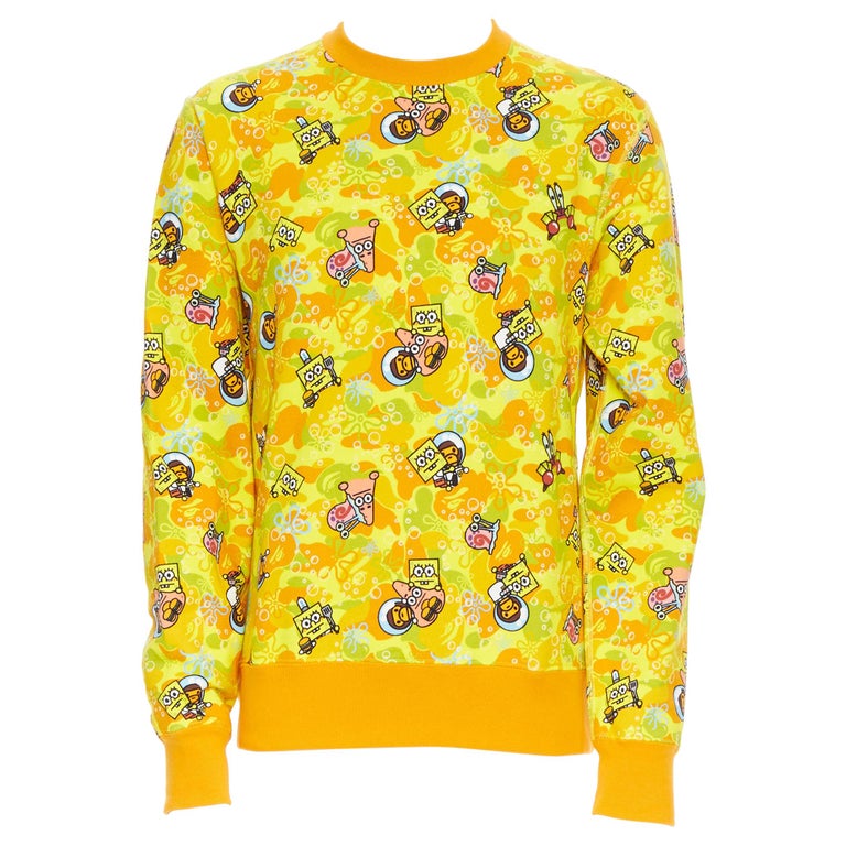 new BATHING APE BAPE SPONGEBOB SQUAREPANTS yellow camo print pullover  sweater L at 1stDibs | spongebob bape hoodie, spongebob bape, yellow camo  bape