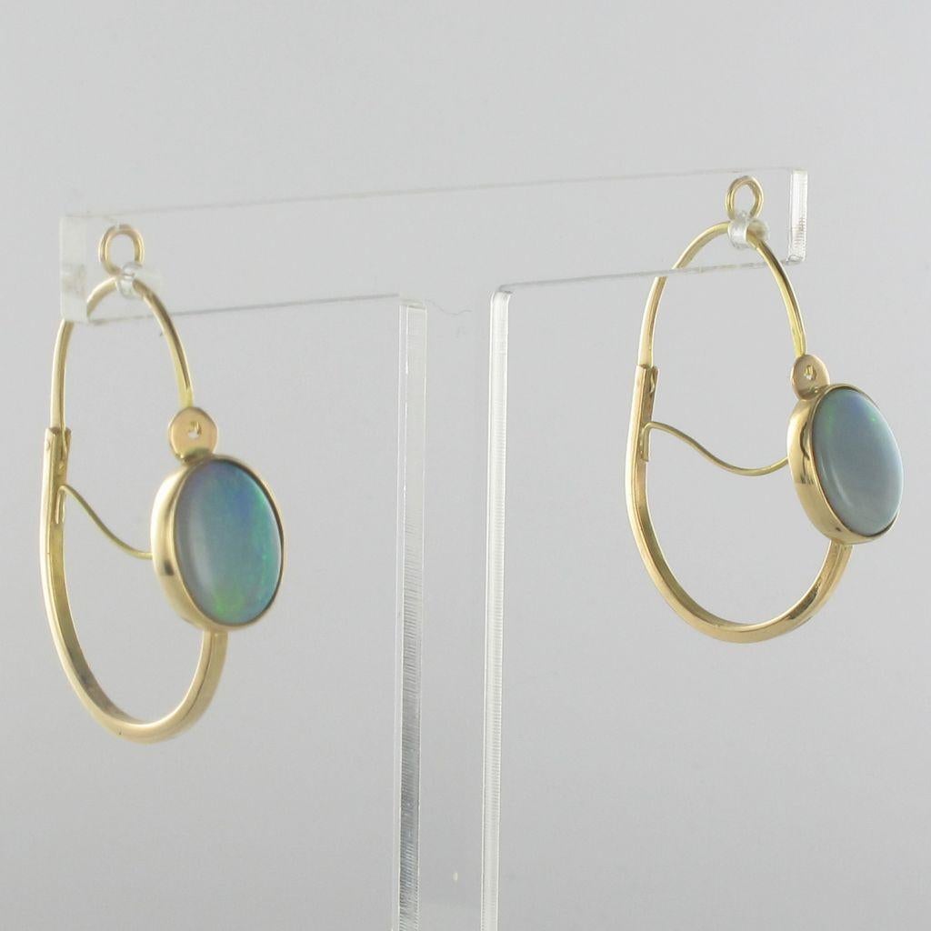 Baume 3.20 Carat Cabochon Opal Hoop Gold Earrings For Sale 7
