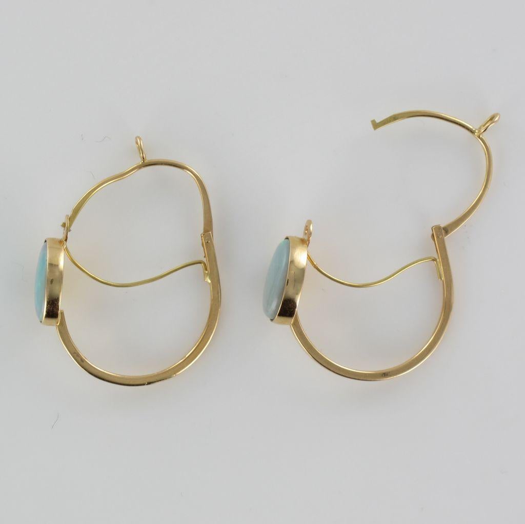 Baume 3.20 Carat Cabochon Opal Hoop Gold Earrings For Sale 9