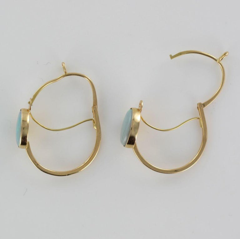 Baume 3.20 Carat Cabochon Opal Hoop Gold Earrings For Sale at 1stDibs