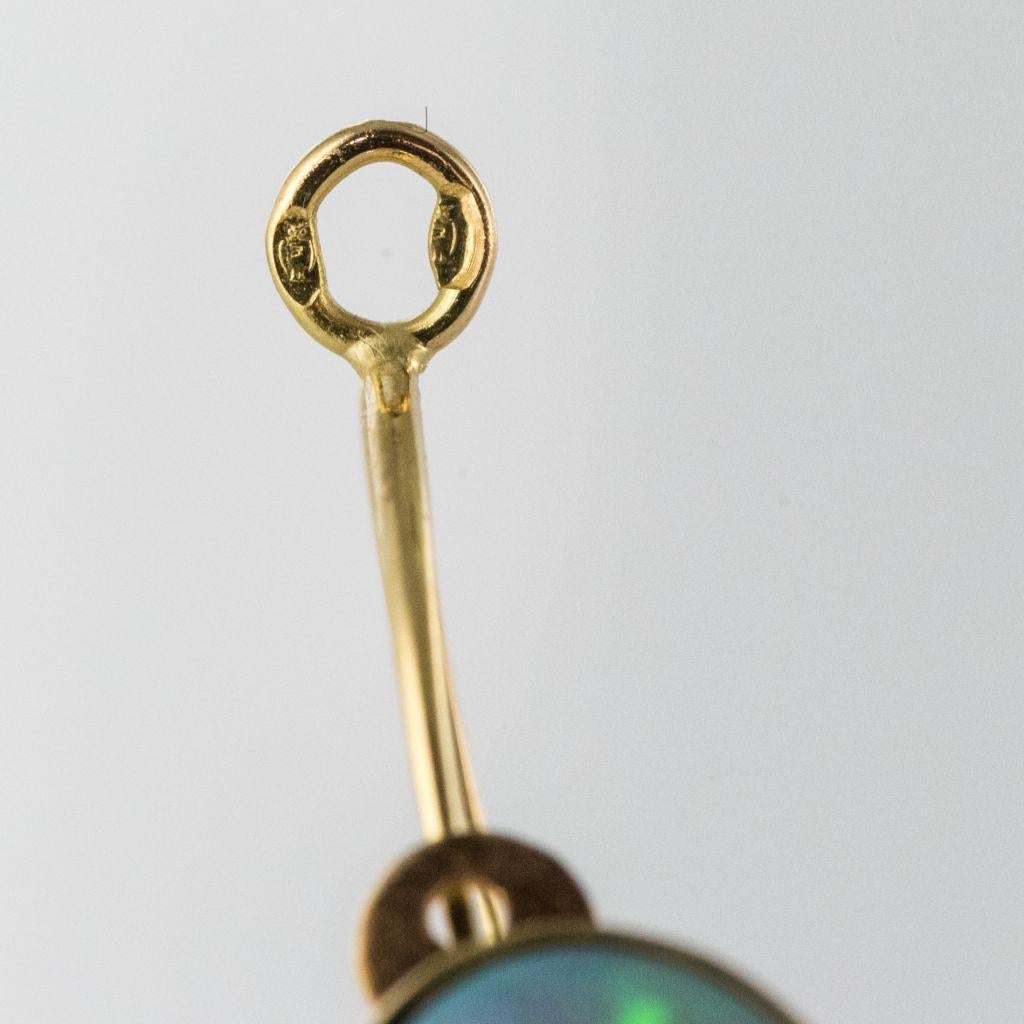 Baume 3.20 Carat Cabochon Opal Hoop Gold Earrings For Sale 10