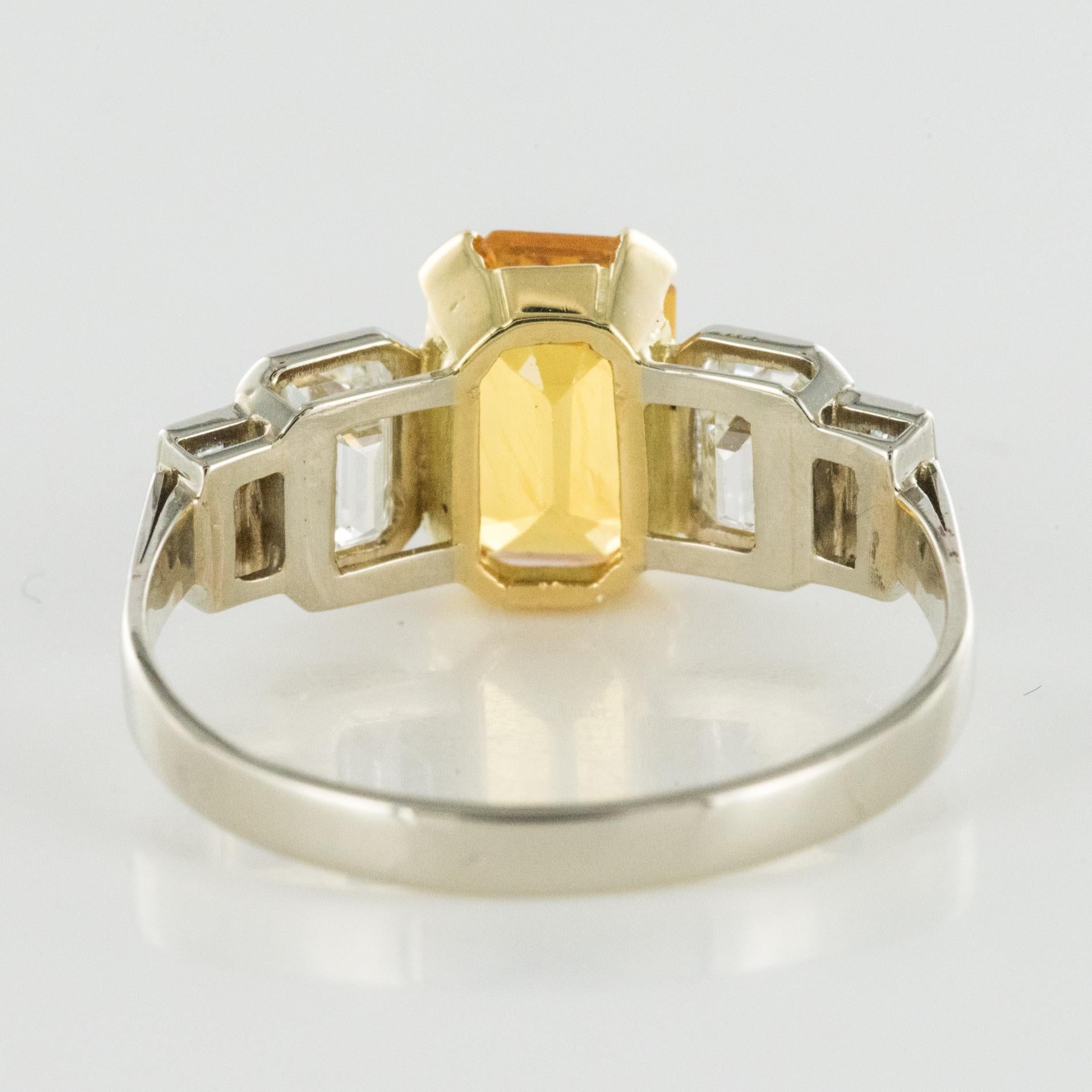 Art Deco Style Yellow Ceylon Sapphire Diamonds Ring 8