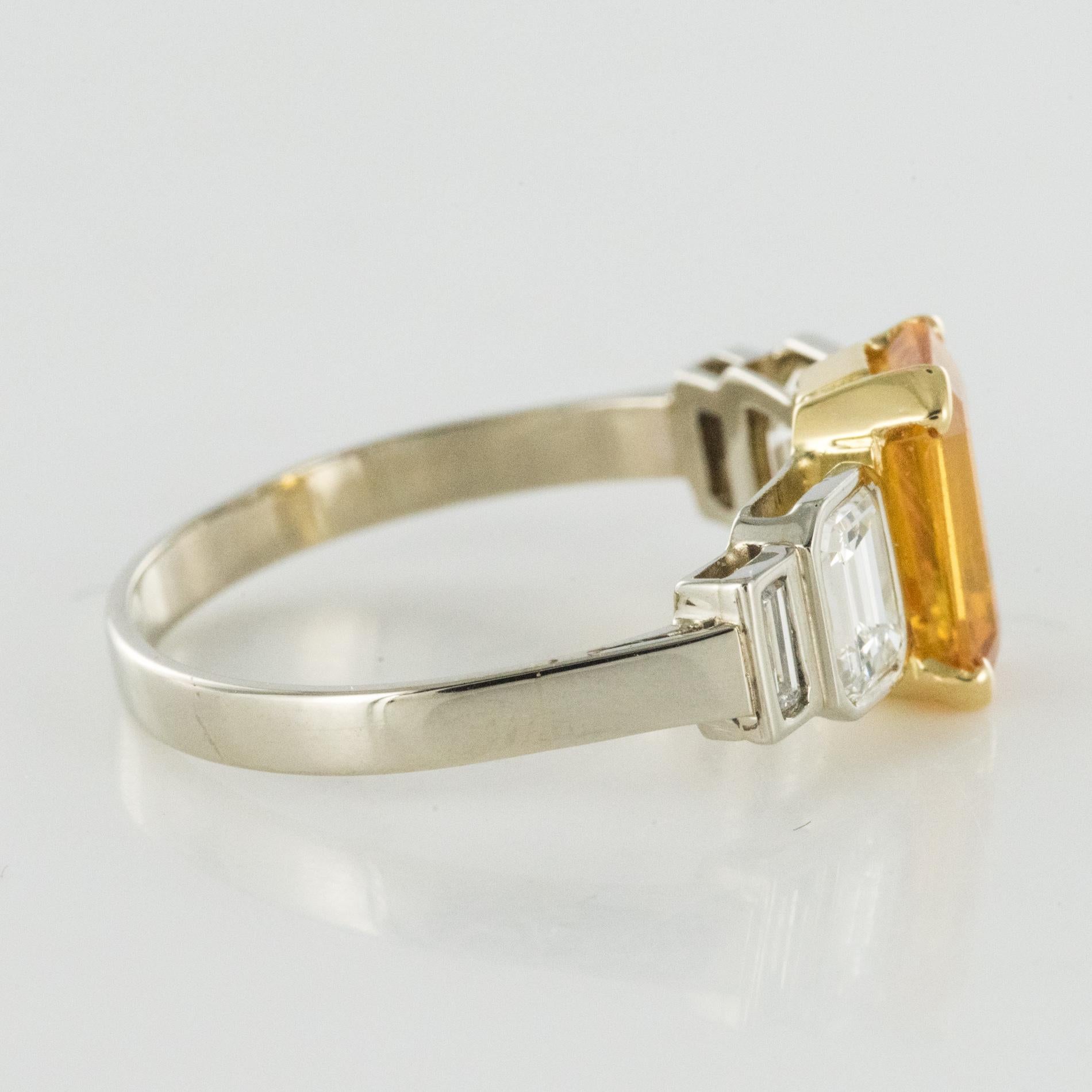Art Deco Style Yellow Ceylon Sapphire Diamonds Ring 9