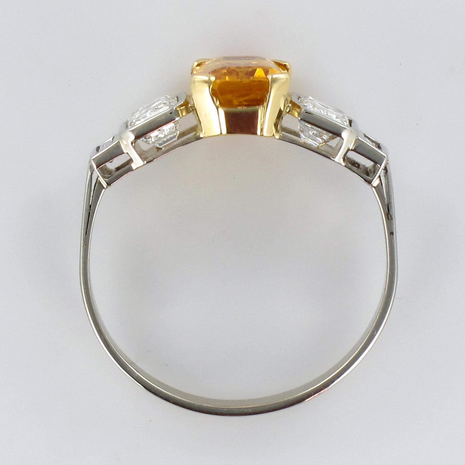 Art Deco Style Yellow Ceylon Sapphire Diamonds Ring 11