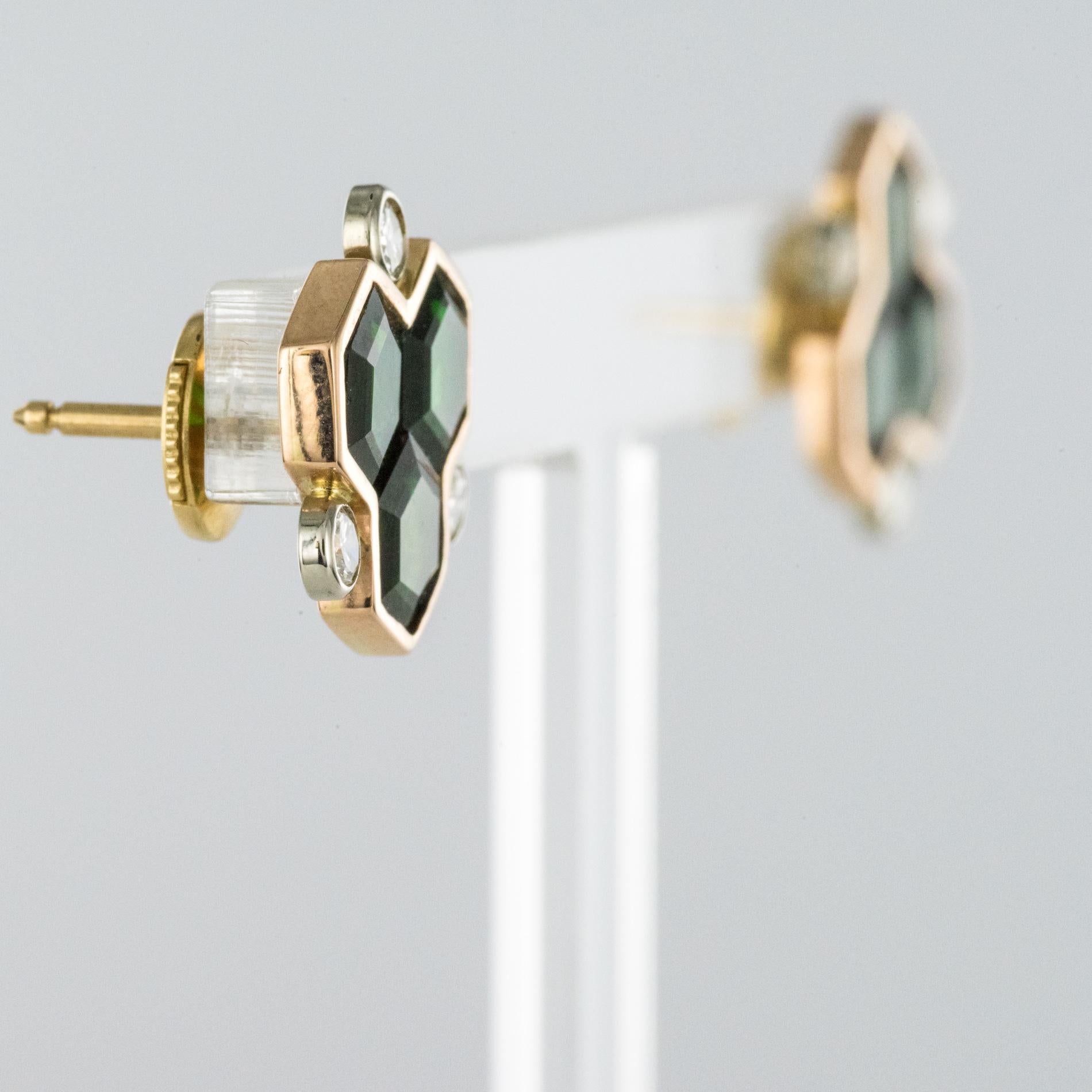 Contemporaneo Orecchini con tormalina e diamanti in oro giallo 18 carati Baume Creation in vendita