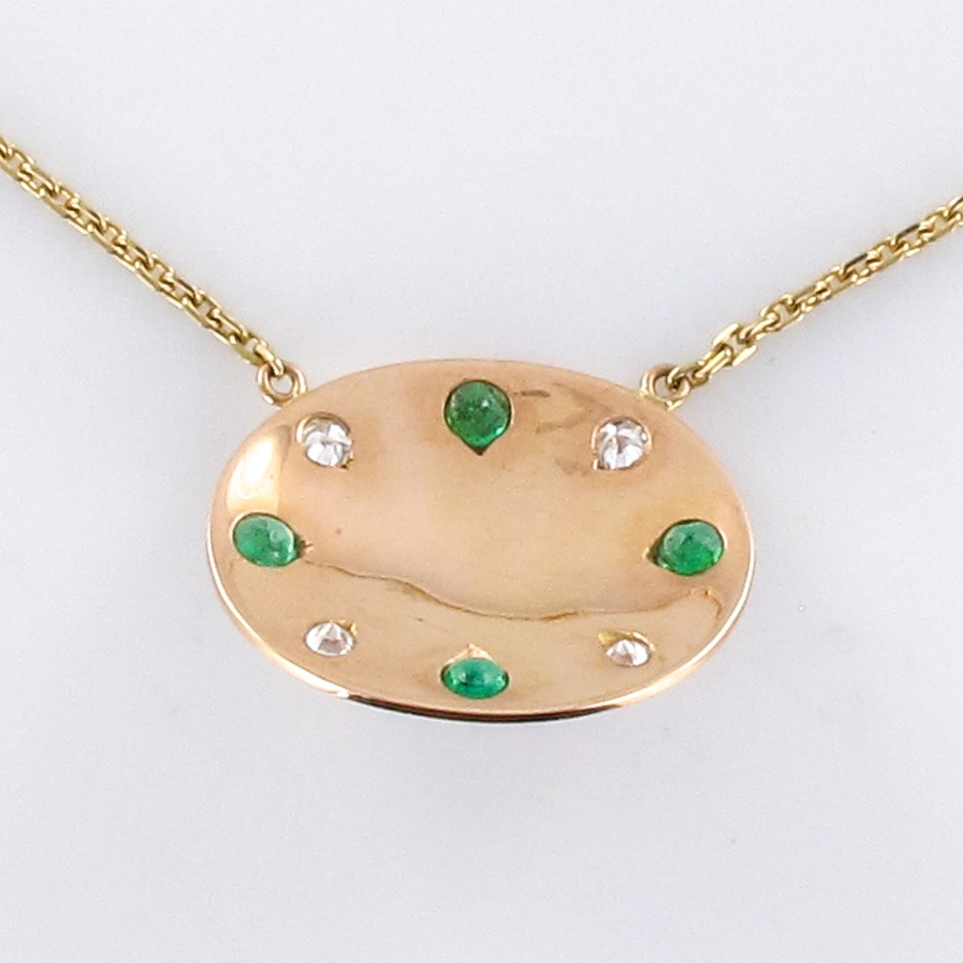 Baume Opal Emerald Diamond 18 Karat Yellow Gold Necklace 5