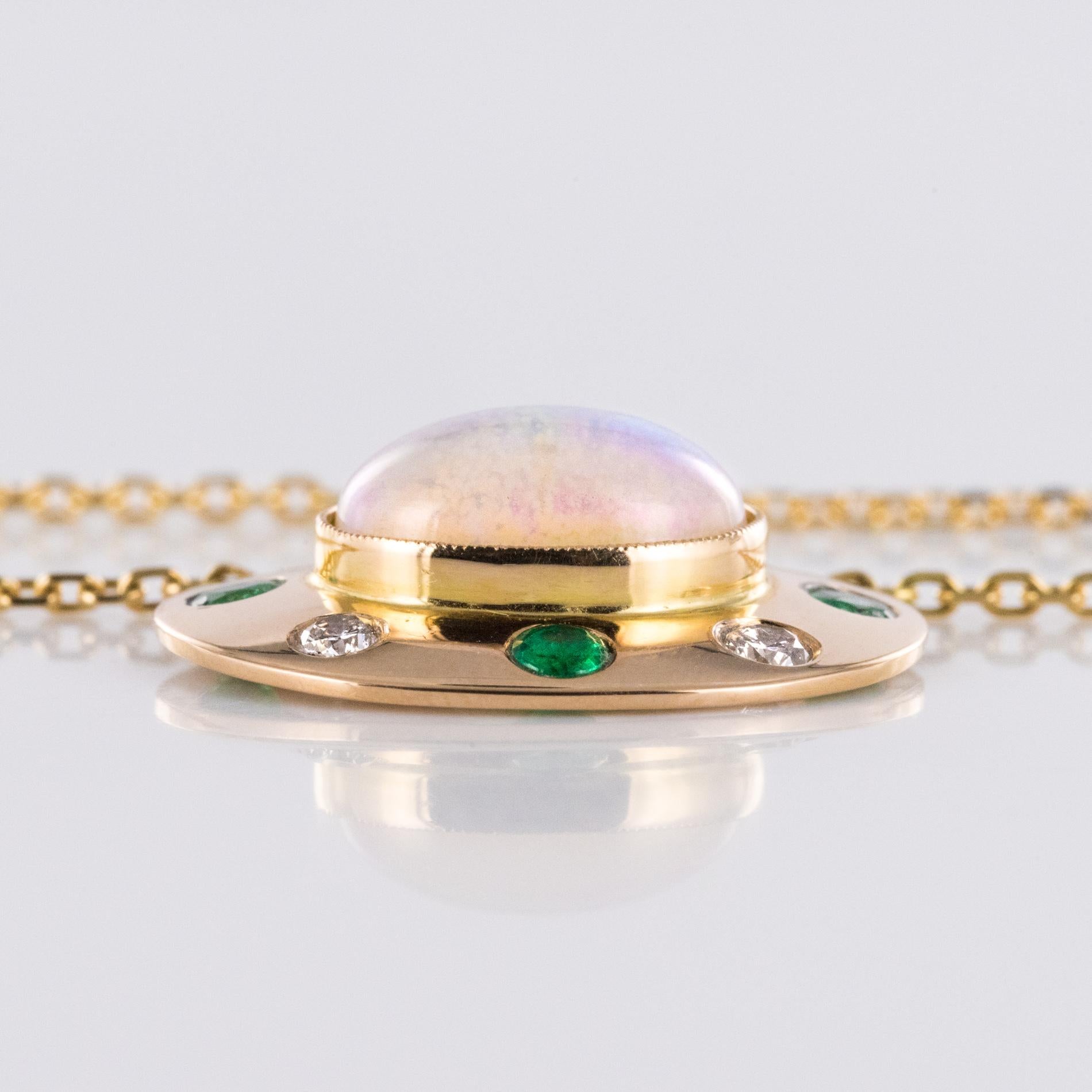 Women's Baume Opal Emerald Diamond 18 Karat Yellow Gold Necklace