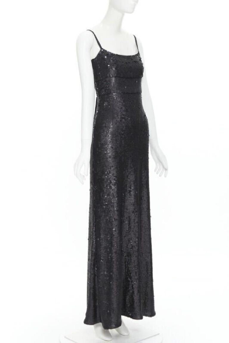 Black new BCBG Gisselle black matte sequins embellished spaghetti strap maxi gown XS