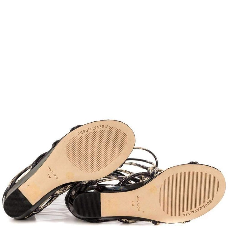 NEW BCBGMaxazria Brixton Leather Gladiator Flat Sandals size US 7.5 For Sale at 1stdibs