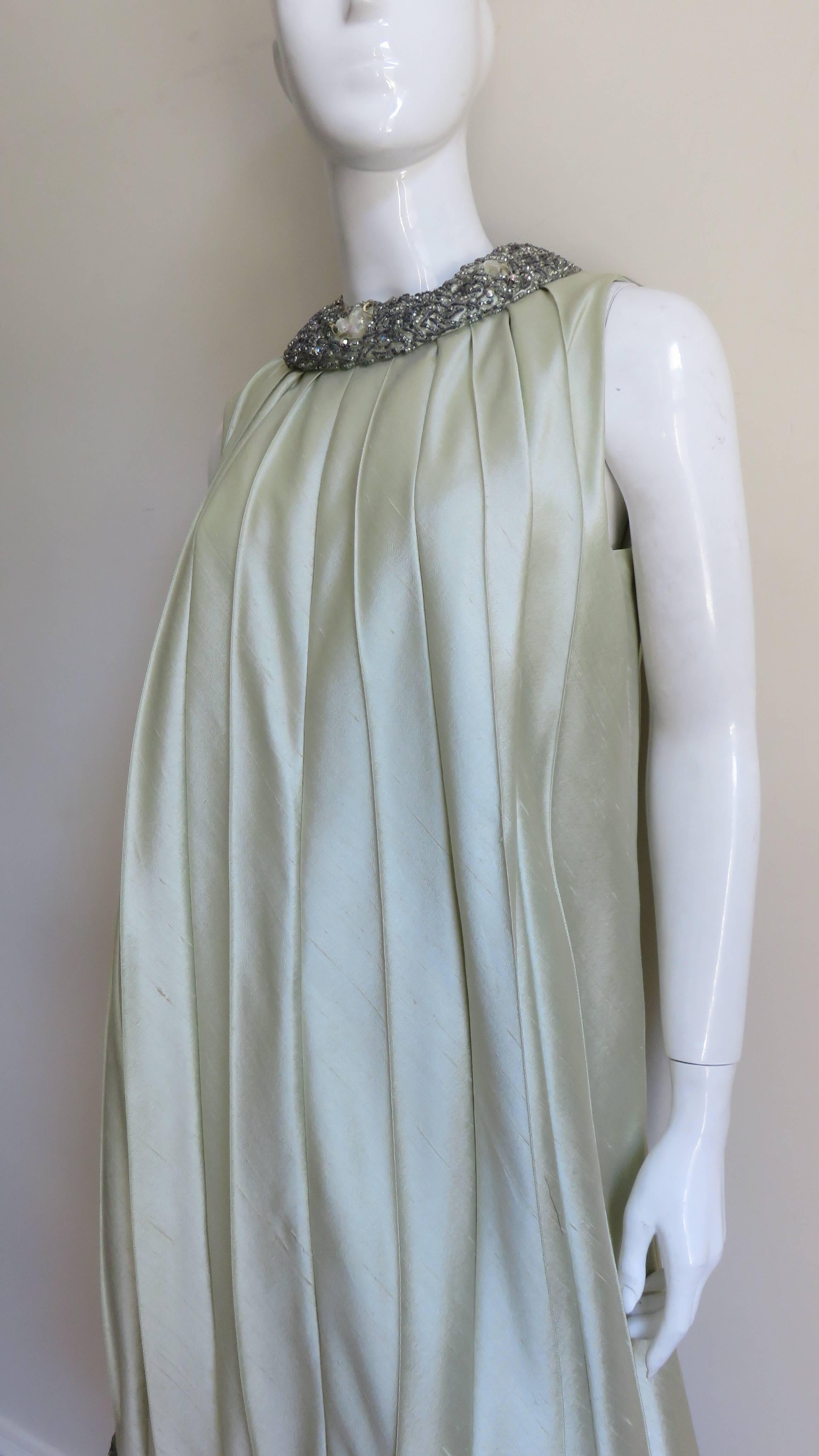 Gray  New Beaded Trim Dress and Coat Set 1960s