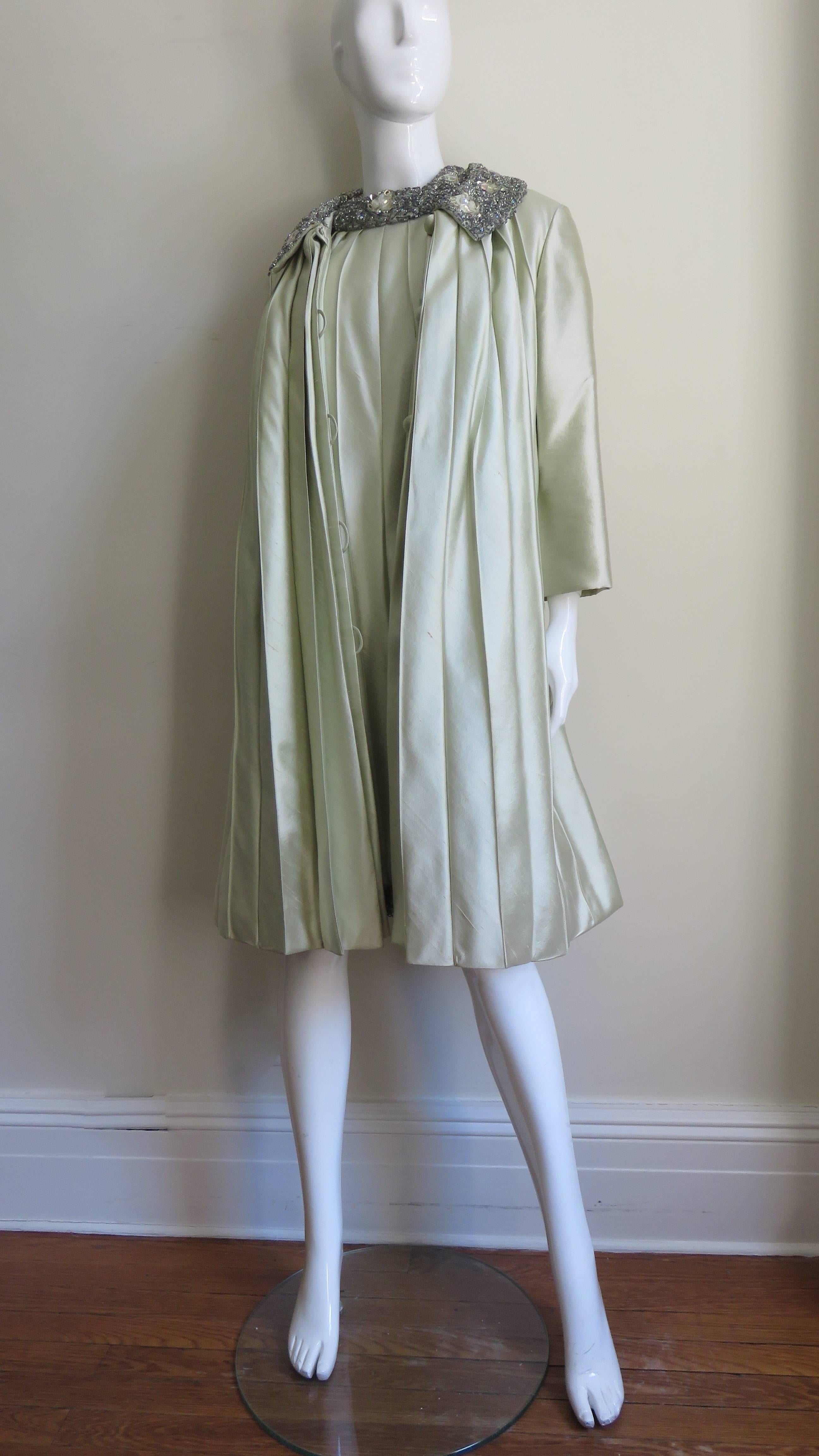  New Beaded Trim Dress and Coat Set 1960s 1
