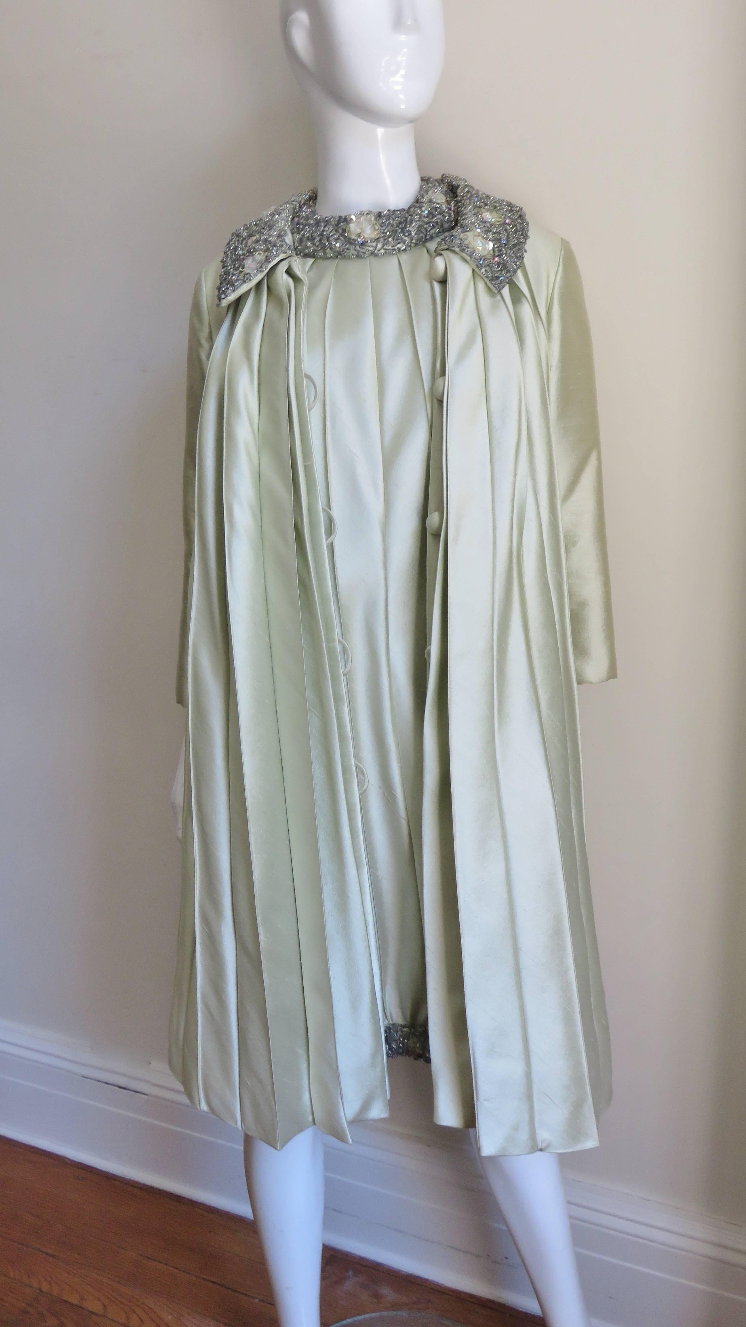  New Beaded Trim Dress and Coat Set 1960s 2