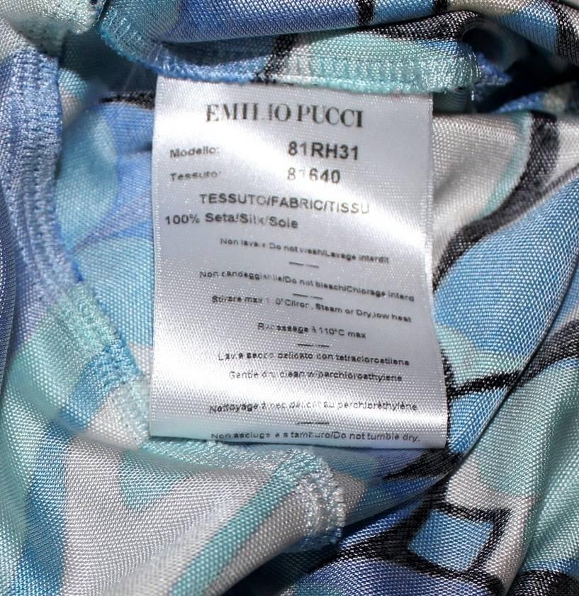 UNWORN Beautiful Emilio Pucci Signature Print Silk Jersey Bow Tie Dress 44 In Good Condition For Sale In Switzerland, CH
