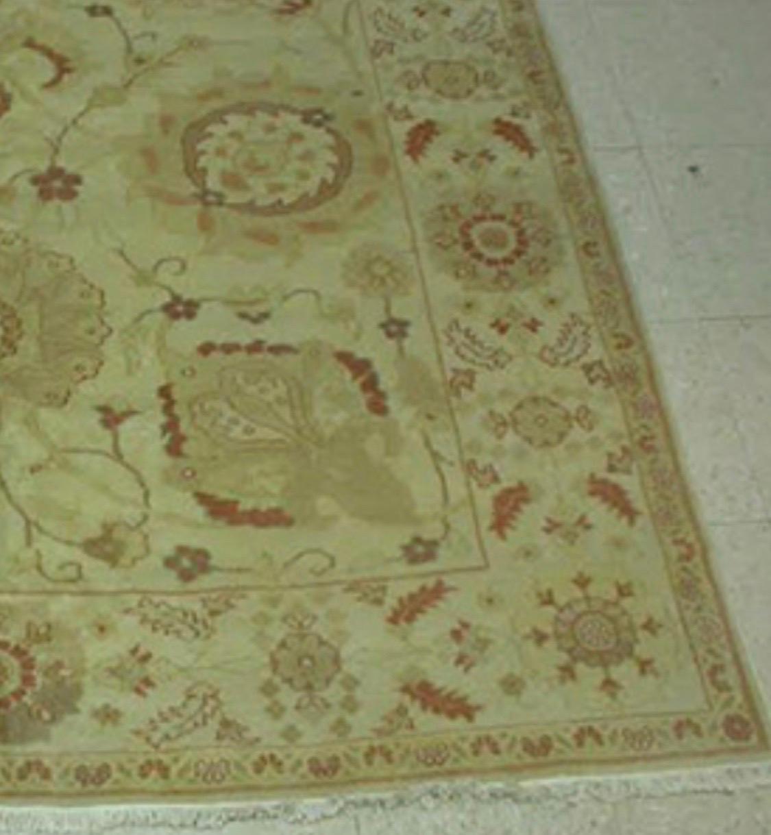 This is a new oversize Egyptian rug in Persian Sultanabad design handwoven in Alexandria, Egypt in 1990s. The design and colors were hand chosen by us and we have a wide variety of sizes in this style. This one measures: 6.4 x 8.9 ft.

Complimentary