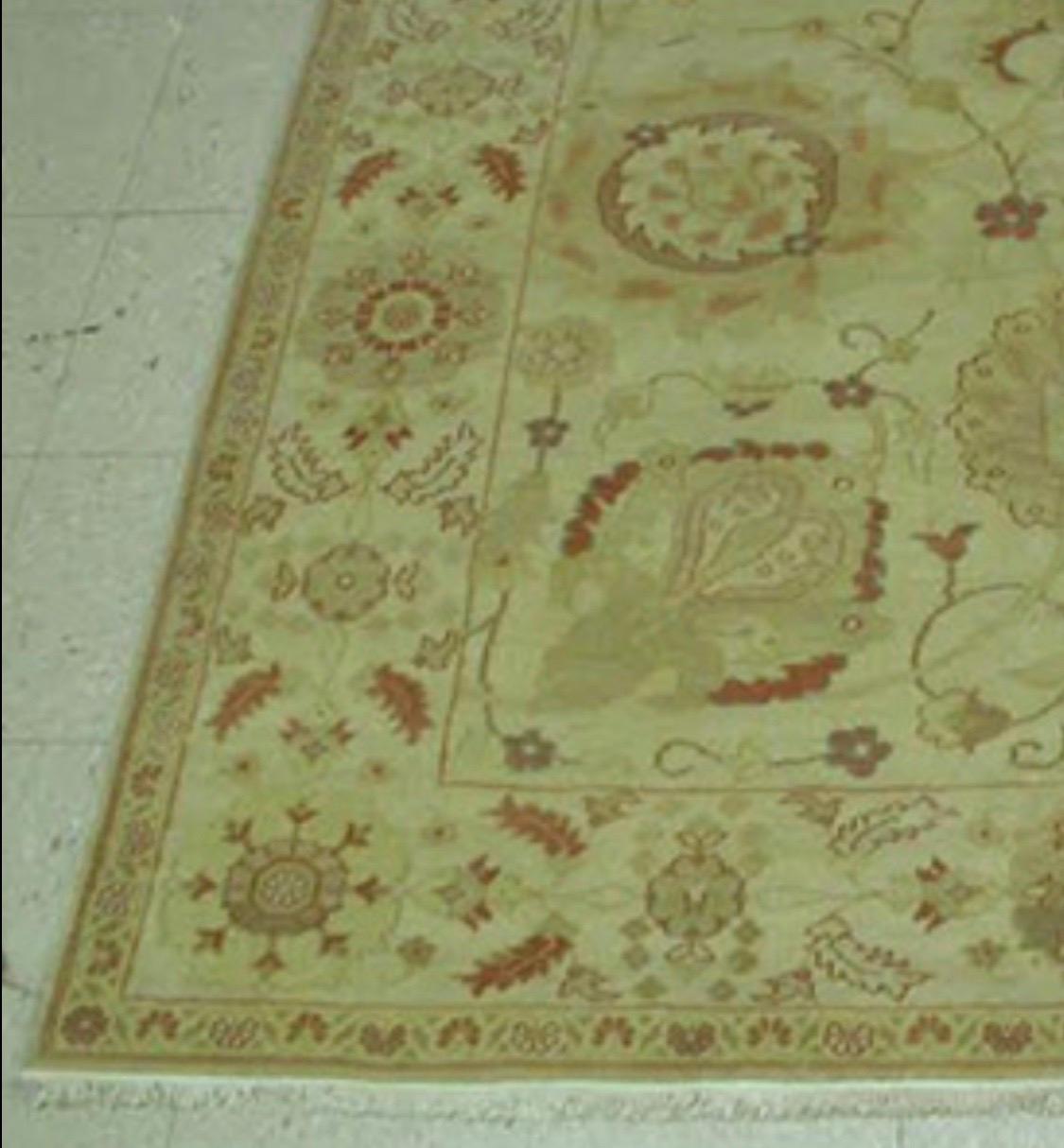 Egyptian NEW Beige Ivory Floral Oushak Style Area Rug 6.4 x 8.9 ft. For Sale