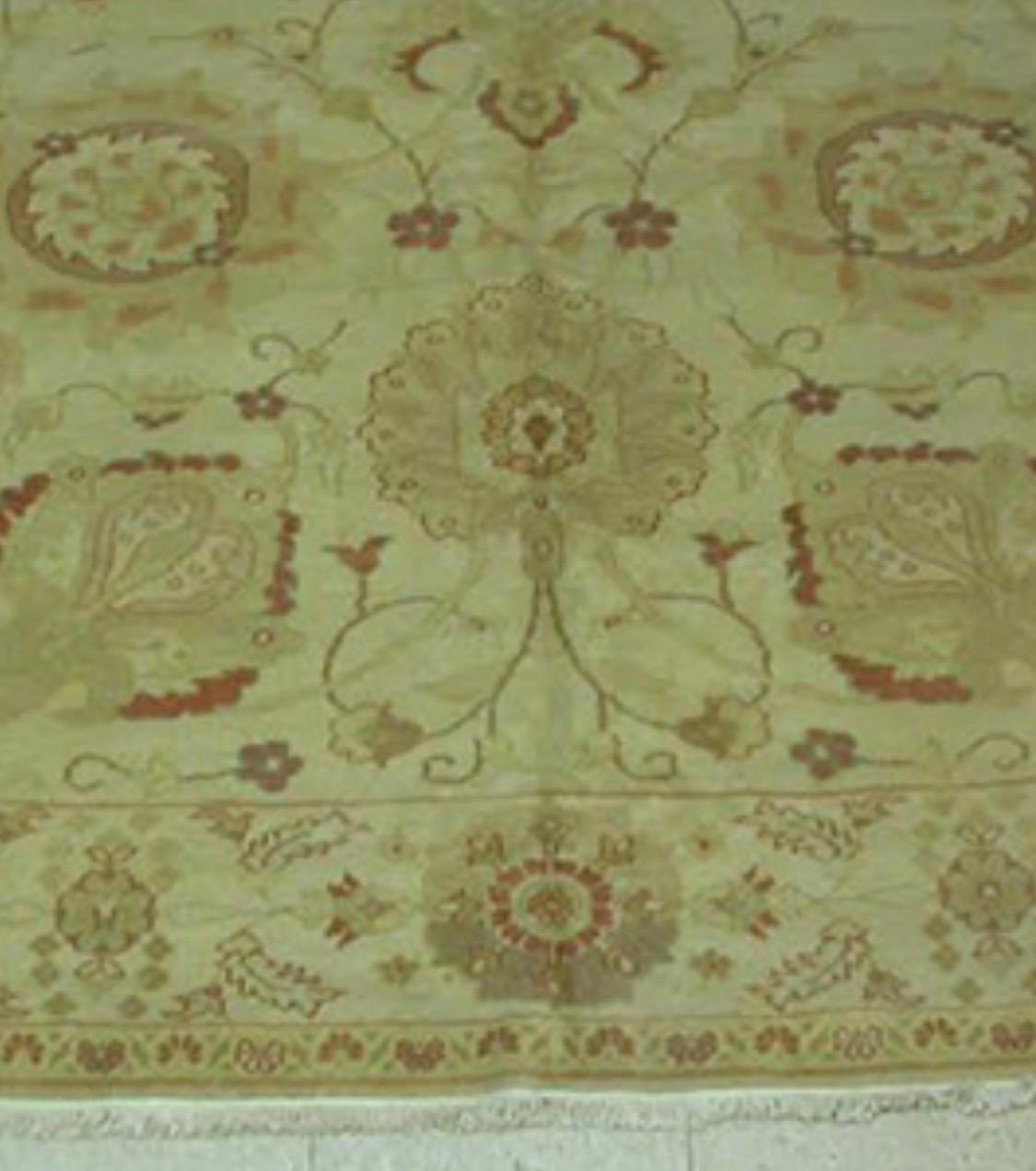 Hand-Knotted NEW Beige Ivory Floral Oushak Style Area Rug 6.4 x 8.9 ft. For Sale
