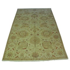 NEW Beige Ivory Floral Oushak Style Area Rug 6.4 x 8.9 ft.
