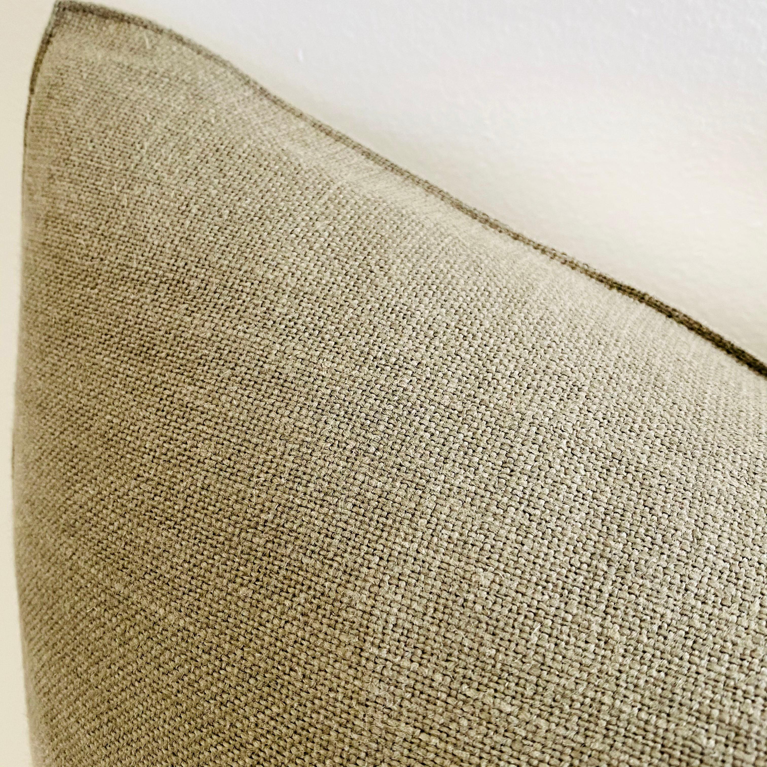 New Belgian linen accent pillow in Kaki color.
100% pure natural linen accent pillow cover. Envelope style closure.
Size 20 x 20
Down insert is not included.