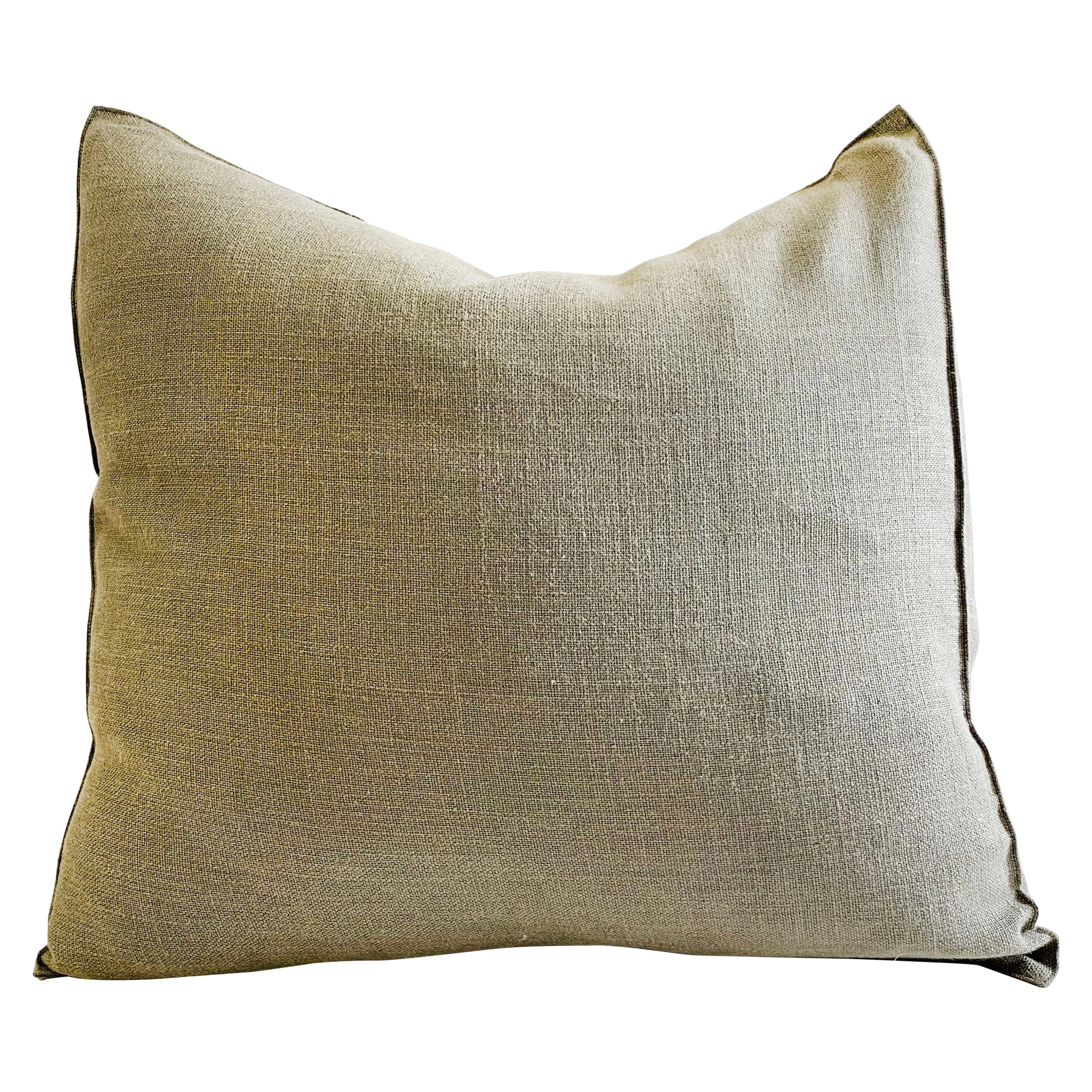 New Belgian Linen Accent Pillow Cover in Kaki Color