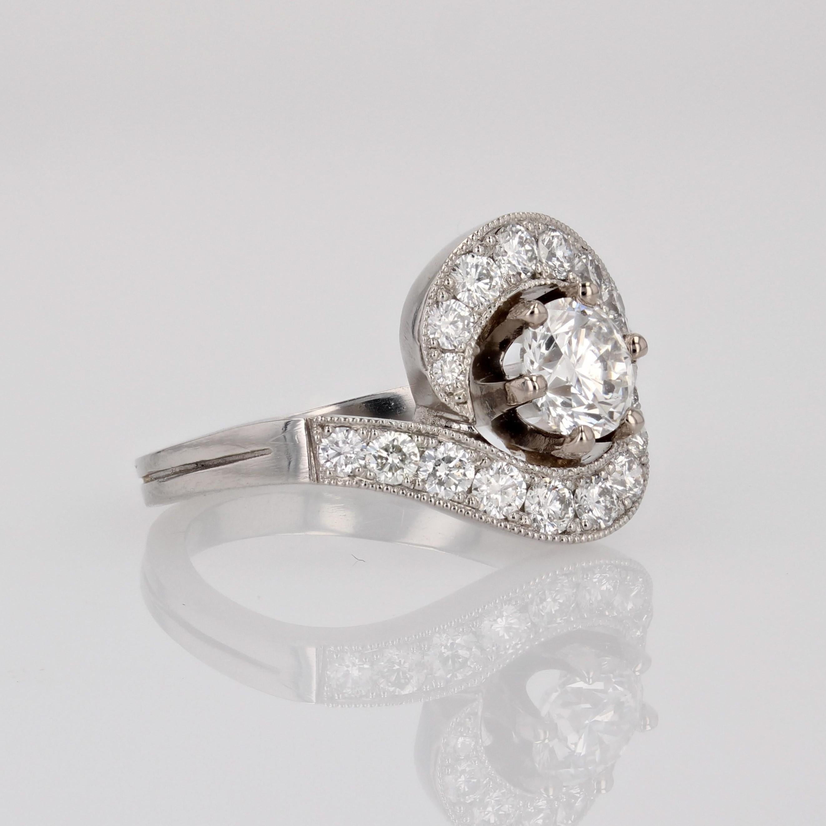 New Belle Epoque Spirit Diamonds 18 Karat White Gold Platinum Swirl Ring For Sale 4